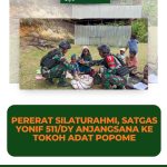 Pererat Silaturahmi Satgas Pamtas RI-PNG Kewilayahan Yonif 511/DY Pos Popome Laksanakan Anjangsana ke rumah Tokoh Masyarakat