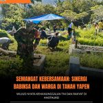 Semangat Kebersamaan, Babinsa Serui dan Warga Kompak Bersihkan TPU Wainakawini