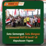 Serui Bergemuruh! Pawai Merah Putih Kodim 1709/Yawa Bangkitkan Nasionalisme dan Semangat Sportivitas