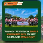 Bendera Merah Putih Sepanjang 50 Meter Membentang di jalan raya Kabupaten Sarmi, bersama segenap lapisan Masyarakat Ikuti Kirab.